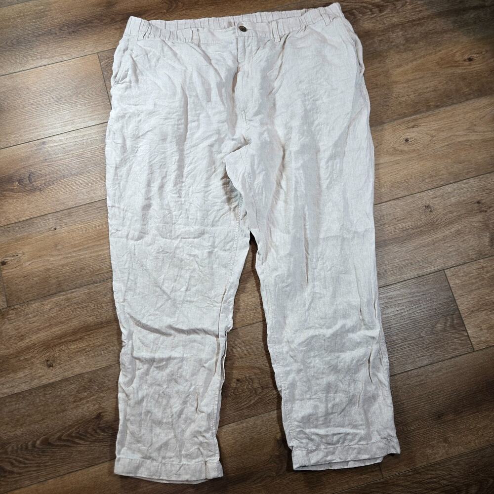 Caribbean Linen Pants Mens 44x30 White Drawstring Beach Travel Resort Casual
